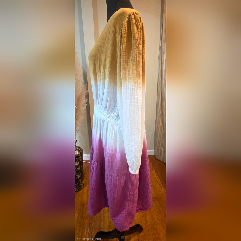 Universal Thread Gradient Orange And Pink Dress - image 4